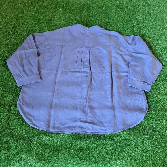 Uniqlo Women's Button Front Linen-Blend Band Collar 3/4-Sleeve Gray Shirt Size M - Picture 8 of 11